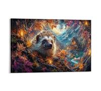 XPASHIQWC hérisson Murale Feuilles d'érable d'automne Décoration Murale Image Sur Toile Tableau Impression Sur Toile Affiche Decoration Pour Chambre Et Couloir Premium 20x30inch(50x75cm)