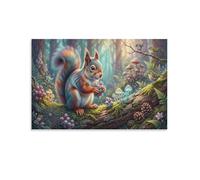 XPASHIQWC l' écureuil arc-en-ciel Murale Forêt fantaisie Décoration Murale Image Sur Toile Tableau Impression Sur Toile Pour La Décoration De La Maison 24x36inch(60x90cm)