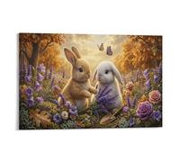 XPASHIQWC Lapins d' automne Murale Champ de fleurs de forêt Décoration Murale Image Sur Toile Tableau Impression Sur Toile Pour Chambre Et Couloir Premium 08x12inch(20x30cm)