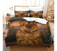 XPASHIQWC Le Golden Retriever Parure De Lit 3D Imprimé Microfibre 3 Pièces Vue de Nuit sur la Ville Housse De Couette Taie d'oreiller pour Couples Décoration Chambre Tendance King（220x240cm）