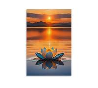 XPASHIQWC Le lac Sunset Murale Lotus bleu Décoration Murale Peinture Sur Toile Impression Sur Toile Pour La Décoration De La Maison 12x18inch(30x45cm)
