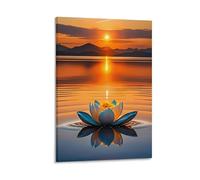 XPASHIQWC Le lac Sunset Murale Lotus bleu Décoration Murale Peintures Sur Toile Impression Sur Toile Affiche Pour Chambre Et Couloir Premium 08x12inch(20x30cm)