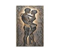 XPASHIQWC Le soulagement des couples africains Murale Sculpture abstraite du corps Décoration Murale Image Sur Toile Tableau Impression Sur Toile Pour La Décoration De La Maison 08x12inch(20x30cm)