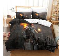 XPASHIQWC Medieval Chevalier Parure De Lit 3D Imprimé Microfibre 3 Pièces Fortress Workshop Housse De Couette Taie d'oreiller pour Filles Garçons Couples Décoration Chambre Double（200x200cm）