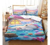 XPASHIQWC Ours Dessin animé Parure De Lit 3 Pièces Microfibre 3D Imprimé Cabine Source Chaude Housse De Couette, Taie d'oreiller, Décoration Chambre Tendance Double（200x200cm）