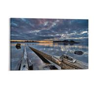 XPASHIQWC Quai en bois Lakeside Murale Décoration Murale Peinture Sur Toile Impression Sur Toile Affiche Decoration Pour Salon Chambre Décorations 24x36inch(60x90cm)