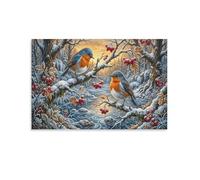 XPASHIQWC Robin eurasien Murale Branche de Snowy Berry Décoration Murale Image Sur Toile Tableau Impression Sur Toile Pour La Décoration De La Maison 16x24inch(40x60cm)