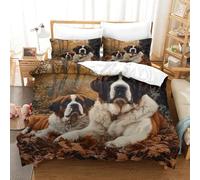 XPASHIQWC Saint-Bernard Housse De Couette 3D Imprimé Microfibre Cute Dog avec Fermeture Éclair Ensemble De Literie 3 Pièces pour Enfants Ados Adultes King（220x240cm）