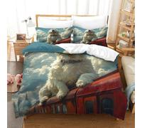 XPASHIQWC Saint-Bernard Parure De Lit 3D Imprimé Microfibre 3 Pièces Cute Dog Housse De Couette pour Enfants Ados Adultes Décoration Chambre À Coucher Double（200x200cm）