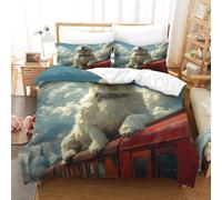 XPASHIQWC Saint-Bernard Parure De Lit 3D Imprimé Microfibre Cute Dog Housse De Couette Taie d'oreiller pour Anniversaire Ou Fête King（220x240cm）