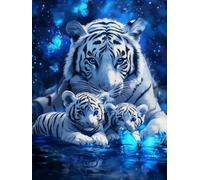 XPASHIQWC tigre blanc Murale Blue Butterfly Décoration Murale Image Sur Toile Tableau Impression Sur Toile Pour Chambre Et Couloir Premium 08x12inch(20x30cm)