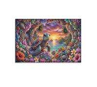 XPASHIQWC Tortue de mer Murale Crystal Cave Coral Decoration Murale Peintures Sur Toile Impression Sur Toile Affiche Decoration Pour Chambre Et Couloir Premium 24x36inch(60x90cm)