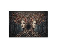 XPASHIQWC Twin séché Murale Espirits de forêt d'automne Décoration Murale Peintures Sur Toile Impression Sur Toile Affiche Pour Chambre Et Couloir Premium 16x24inch(40x60cm)