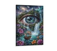 XPASHIQWC Univers Eye Murale Cascade forêt montagne Décoration Murale Image Sur Toile Tableau Impression Sur Toile Affiche Decoration Pour Salon Chambre Décorations 08x12inch(20x30cm)