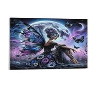 XPASHIQWC Violet & Bleu Fée Murale Lunelit Sky Décoration Murale Peinture Sur Toile Impression Sur Toile Pour Salon Chambre Décorations 12x18inch(30x45cm)