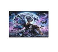 XPASHIQWC Violet & Bleu Fée Murale Lunelit Sky Decoration Murale Peintures Sur Toile Impression Sur Toile Pour La Décoration De La Maison 16x24inch(40x60cm)