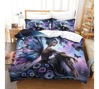 XPASHIQWC Violet & Bleu Fée Parure De Lit 3D Imprimé Microfibre 3 Pièces Lunelit Sky Housse De Couette Taie d'oreiller pour Filles Garçons Décoration Chambre Tendance King（220x240cm）