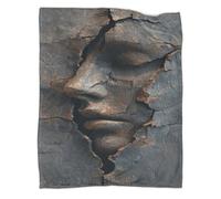 XPASHIQWC Visage Humain sculpté en Pierre Impression 3D Couverture, Peluche Douce, Canapé Cadeau Noël 40x50inch(102x127cm)