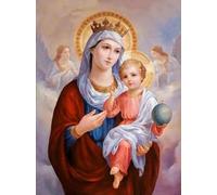 Xpdnmilq Kit Broderie Point de Croix Vierge Marie 11CT Embroidery Starter Kit DIY Adulte Debutant Maisonde décoration murale kit 40x50cm