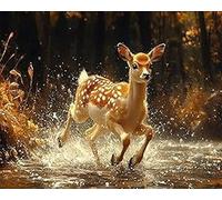 Xpdnmilq Kit de peinture diamant 5D pour adultes enfants et débutants peinture diamant ronde créative décoration murale artistique - Cerf sika - 40x50cm