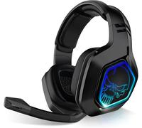 ¿ Xpert-H900 ¿ Casque Audio Sans Fil Full Black Pro Gamer ¿ Basses Puissantes - Led Bleues - Simili Cuir Microphone ¿ 12H Autonomie ¿ Multiplateforme Ps5 / Pc / Ps4[VIT692203]