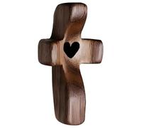 XPEX 1 crucifix en bois vintage en noyer avec pendentif en forme de croix chrétienne, cadeau de prière, pendentif, naissance, communion, baptême (Noir)