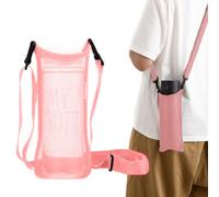 XPEX 1 pièce Porte-Bouteille d'eau en Maille,porte gobelet cou,porte gourde randonnée,porte gourde sac à dos,andoulière réglable et légère - Convient pour Camping,randonnée,Cyclisme(rose)