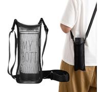 XPEX 1 pièce Porte-Bouteille d'eau en Maille,porte gobelet cou,porte gourde randonnée,porte gourde sac à dos,andoulière réglable et légère - Convient pour Camping,randonnée,Cyclisme(Noir)