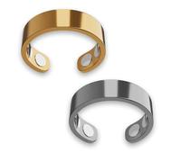 XPEX 2 Pièces bague connectée femme,bague anti stress femme,Anneau magnétique thérapeutique pour drainage lymphatique, anneau magnétique en cuivre, ouverture réglable（Or + Argent couleur）