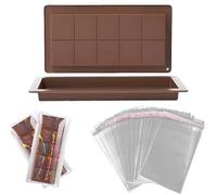 XPEX 2 Pièces Moule Tablette Chocolat Moule chocolat dubai chocolate Moule à Tablette de Chocolat Profond,Anti Adhési Fmoule Silicone Tablette de Chocolat+100 sachets autocollants