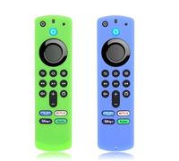 XPEX 2 Pièces Protege telecommande Silicone Boîtier de télécommande pour Firestick 4K Max/Insignia/Pioneer/Omni Alexa Voice Remote Enhanced avec lanière (Vert + Turquoise Les Deux Brillent)