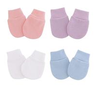 XPEX 4 Paires Moufle Bebe Naissance,Kit Bebe Naissance Moufle,Moufle De Dentition Bebe,Gants Nouveau-Nés Gants d'hiver en Coton Gants pour Bébés De 0 À 6 Mois Bébés Garçons Et Filles