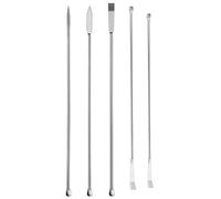 XPEX 5 Piece Lab Scraper Set, Double End Scraper, Stainless Steel Lab Scraper Microspoon, Stainless Steel Chemical Reagent Microspoon, Reagent Scraper for Samples