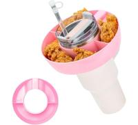 XPEX Couvercle pour stanley cup Accessoires pour stanley cup Bol à collation en silicone compatible avec la Stanley 40 oz, réutilisable, 4 compartiments pour bonbons, popcorn (Rose)
