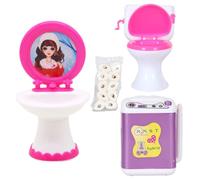 XPEX Mini Toilette Maison Poupée Miniature Toilette Modèle Jouet Miniatures pour Maison de Poupée jouet poupon Comprend un mini lave-linge, un lavabo et des toilettes