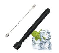 XPEX Pilon cocktail Pilon à cocktail avec 26 cm cuillère à cocktail, pilon Mojito, pilon à glace, pilon à cocktail, pilon en acier inoxydable pour la cuisine, bar, restaurant
