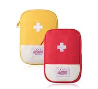 XPEX Portable Trousse Secours Vide,2 Pièces Mini Trousse Premier Secours Sac de Médecine Convient,le Camping,la Randonnée, I'extérieur(Jaune Rouge)