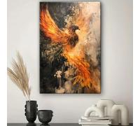 XPFSGDKR Tableau sur toile Phénix, Décoration murale fantastique, Impression créature de feu, Art mural Phénix de renaissance (30x70cm/SANS cadre)