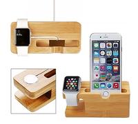 XPhonew Bambou Chargeur Station de Charge Dock Station d'accueil/Station d'accueil/Support pour iPhone XS Max XR X 8 7 6S 6 Plus Apple Watch 2 3 4 / iWatch 38mm & 42mm Tous Les modèles Smartphones
