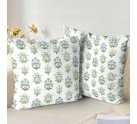 XPHZZL Ensemble de housses de coussin Lot de 2 65 x 65 cm Doux Housses de coussin décoratives vintage florales Boho pour canapé-lit Jardin Extérieur Décor de printemps Fleur Plante avec fermeture