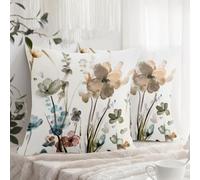 XPHZZL Lot de 2 housses de coussin 45 x 45 cm - Housses de coussin encre fleur sauvage pour canapé, lit, jardin, extérieur, décor de printemps avec fermeture éclair invisible 18 x 18 pouces