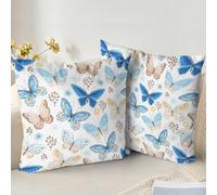 XPHZZL Lot de 2 housses de coussin 45 x 45 cm - Motif animal et papillon - Jolies housses de coussin décoratives pour canapé, lit, jardin, décoration extérieure avec fermeture éclair invisible