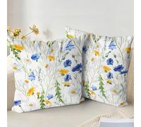 XPHZZL Lot de 2 housses de coussin 60 x 60 cm - Housses de coussin décoratives douces double face à motif floral pour canapé, lit, jardin, extérieur, décoration printanière avec fermeture éclair
