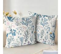 XPHZZL Lot de 2 housses de coussin 65 x 65 cm douces vert sauge pour canapé, lit, jardin, extérieur, décoration printanière avec fermeture éclair invisible - Bleu