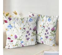 XPHZZL Lot de 2 housses de coussin 65 x 65 cm - Housses d'oreiller décoratives florales de jardin double face douces pour canapé lit jardin extérieur décoration printanière avec fermeture éclair