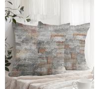 XPHZZL Lot de 2 housses de coussin carrées décoratives de style abstrait pour canapé, chambre à coucher, salle à manger et style rustique - 65 x 65 cm - Gris/rouille