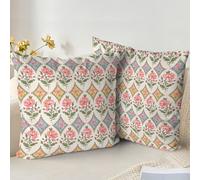 XPHZZL Lot de 2 housses de coussin décoratives douces et vintage à motif floral bohème pour canapé, lit, jardin, décoration extérieure avec fermeture éclair invisible, 60 x 60 cm