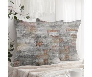 XPHZZL Lot de 2 housses de coussin grises/rouille 65cm x 65cm housses d'oreiller décoratives carrées style abstrait maison housses d'oreiller pour canapé chambre salle à manger et ferme 26x26 pouces
