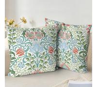 XPHZZL Lot de 2 housses de coussin invisibles - Motif floral vintage - Style bohème - Pour canapé, lit, jardin, extérieur - Décoration printanière - Plante florale
