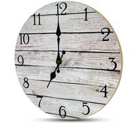 Xpieoyrm 10 Pouces Horloge Murale Ronde en Bois, 25cm Vintage Horloge Murale Rustique, Movement Silencieux et sans Tic-Tac, Chiffres Pendules Murales Facile à Lire, Déco pour Cuisine Salon Chambre